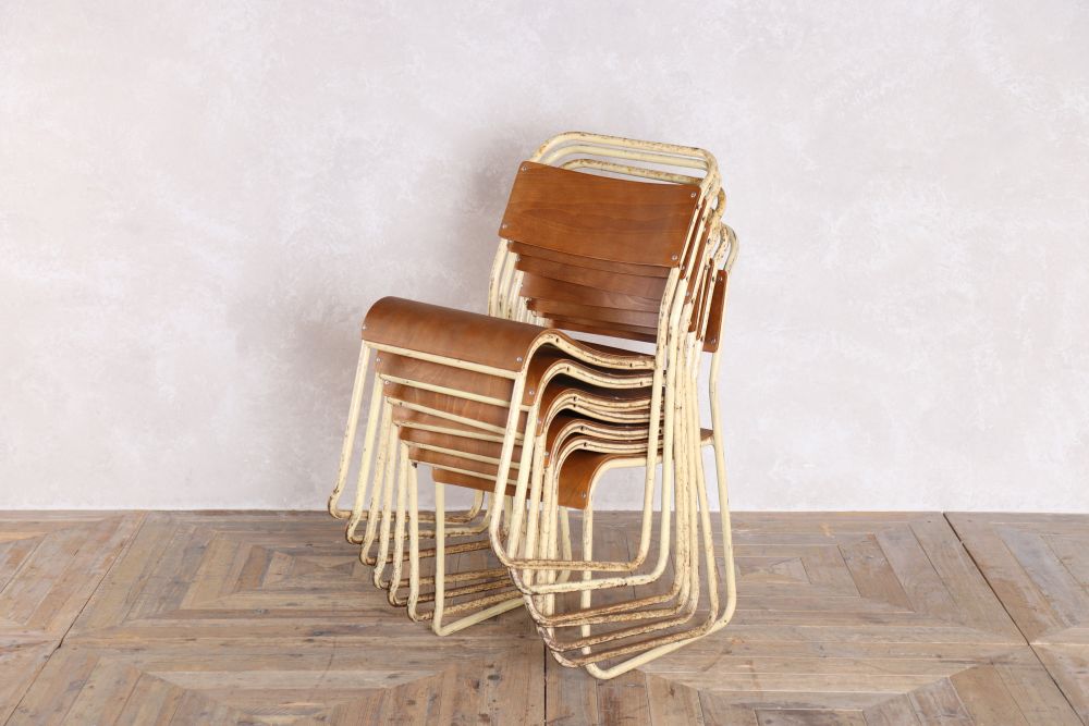 set of 7 vintage plywood stacking chair